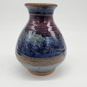 MCM Bob Eckels Multicolor Ceramic Vase With Abstract Design 6" Tall